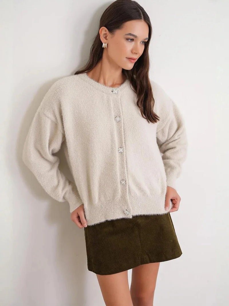 MixRay Mixray Buttoned Oversize Textured Cardigan