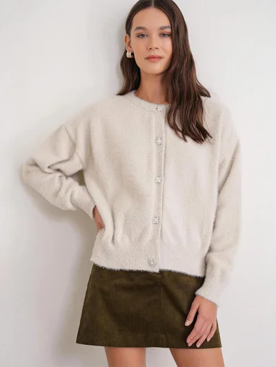 MixRay Mixray Buttoned Oversize Textured Cardigan