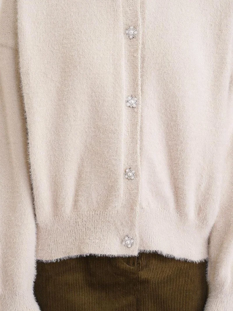 MixRay Mixray Buttoned Oversize Textured Cardigan