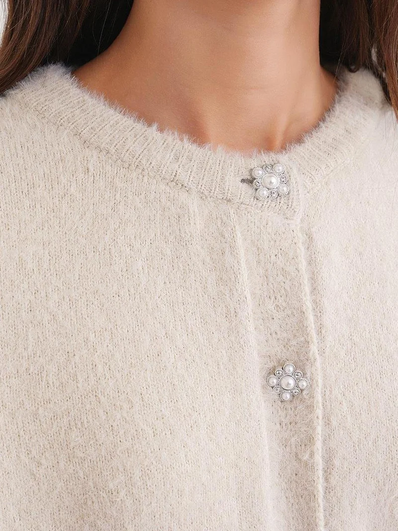 MixRay Mixray Buttoned Oversize Textured Cardigan