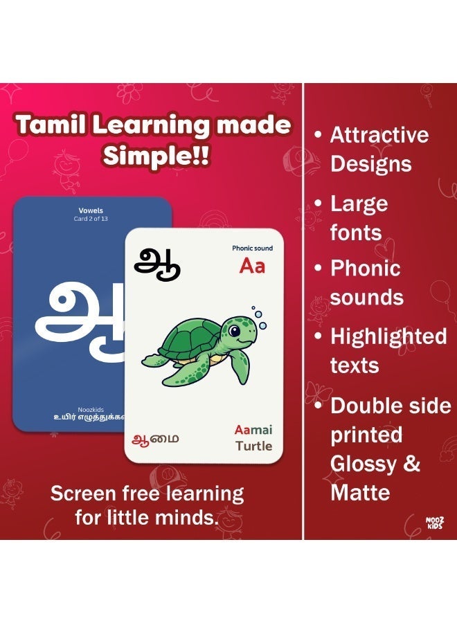 Tamil Flash Cards for Kids 1.5+ Years – 42 Laminated Learning Cards | Vowels, Consonants & Numbers 1–10 | Screen-Free Educational Toy - Image 3