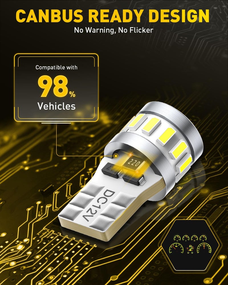 AUXITO Latest 194 LED Bulbs for License Plate Light 6500K Bright White, Canbus Error Free 168 2825 T10 W5W LED Bulb for Car Dome Door Map Courtesy Trunk Cargo License Plate Lights, Pack of 2 - Image 5