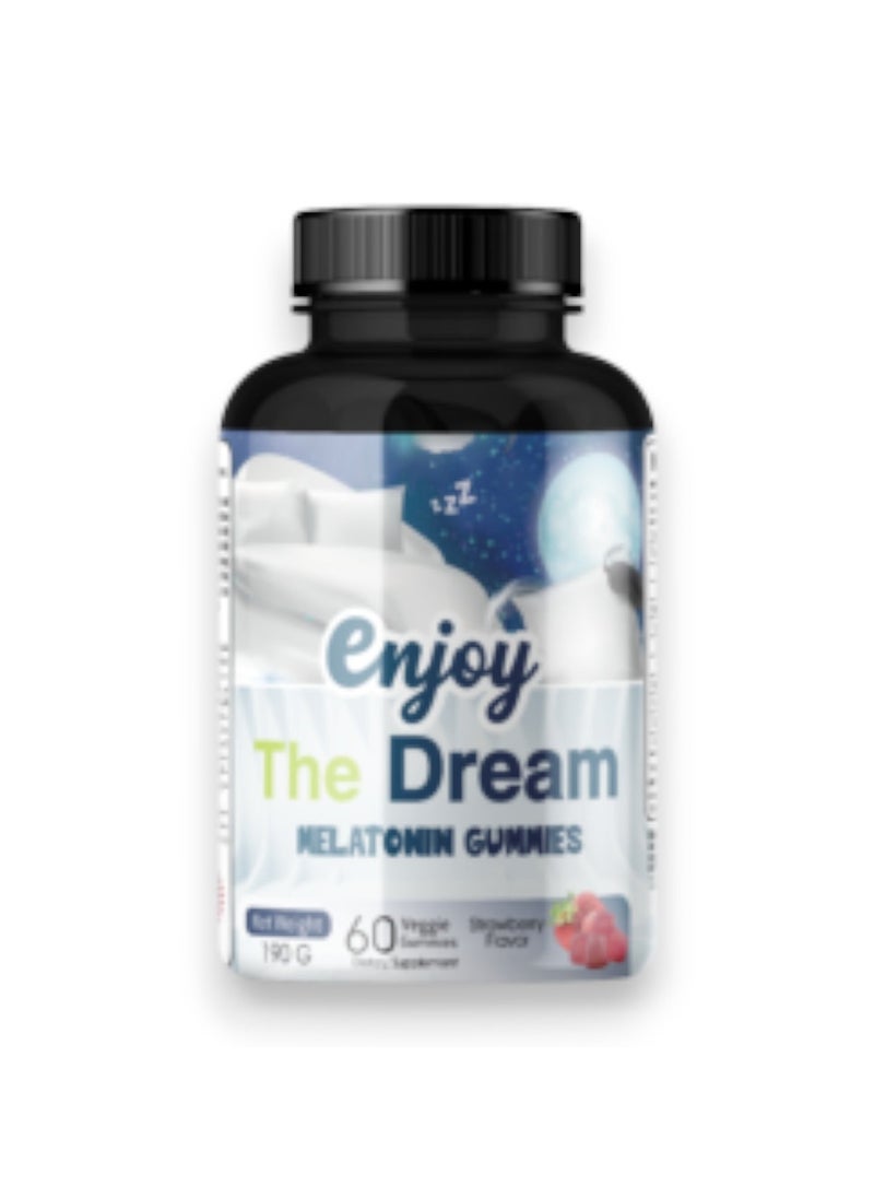 Laperva استمتع بالحلم، حلوى الميلاتونين، بنكهة الفراولة، 60 حلوى نباتية