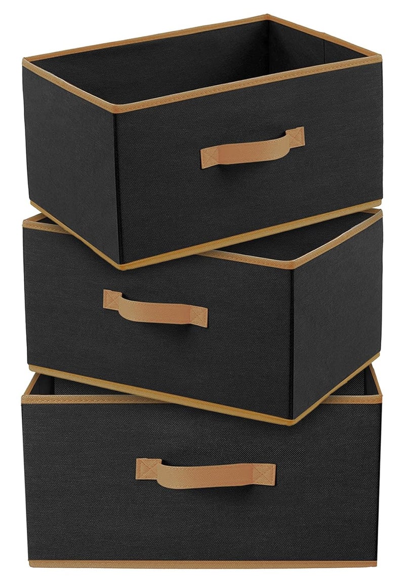 Kuber Industries Multipurposes Rectangular Flodable Storage Box Pack of 3 BlackHS40KUBMART23916 Underbed Rectangular Non Woven Storage Bag Set of 3 Beige Extra Large Size CTKUBM11 - Image 2