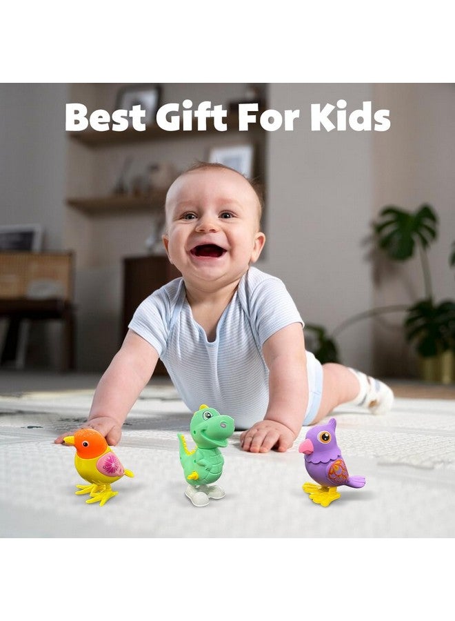 Wembley 3 Pcs Jumping Bird Wind Up Toys Key Operated Colorful Bird Toys For Kids 6 Months To 3 Years Old Crawling Walking Moving For Toddlers - Multicolored - Image 2