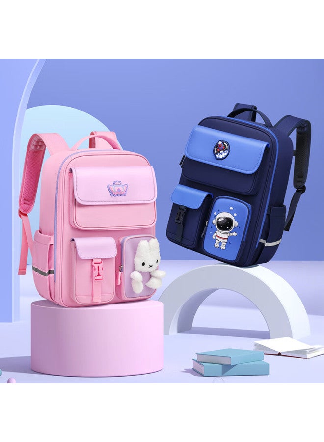 Ninth Castle The Ninth Castle Primary School Student Spine Protection Backpack For Boys Cartoon Astronaut Reduce Burden Backpack For 1-3 Grade Girls Lightweight Children's School Bag - Image 2