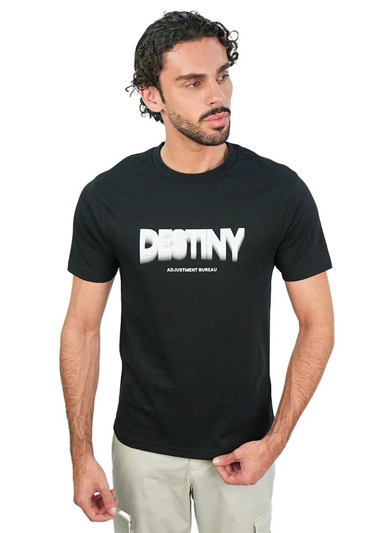 Men’s Slim Cotton Crew Neck Message Print Tee