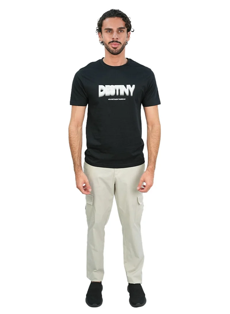 GIORDANO  Men’s Slim Cotton Crew Neck Message Print Tee for Men | Best Price UAE