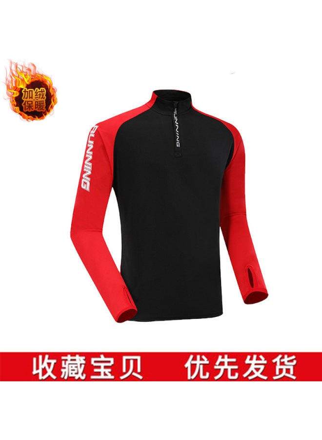 Hlg8813 Plus Velvet "black Red Sleeve" Adult Jacket Football Jersey - Image 1