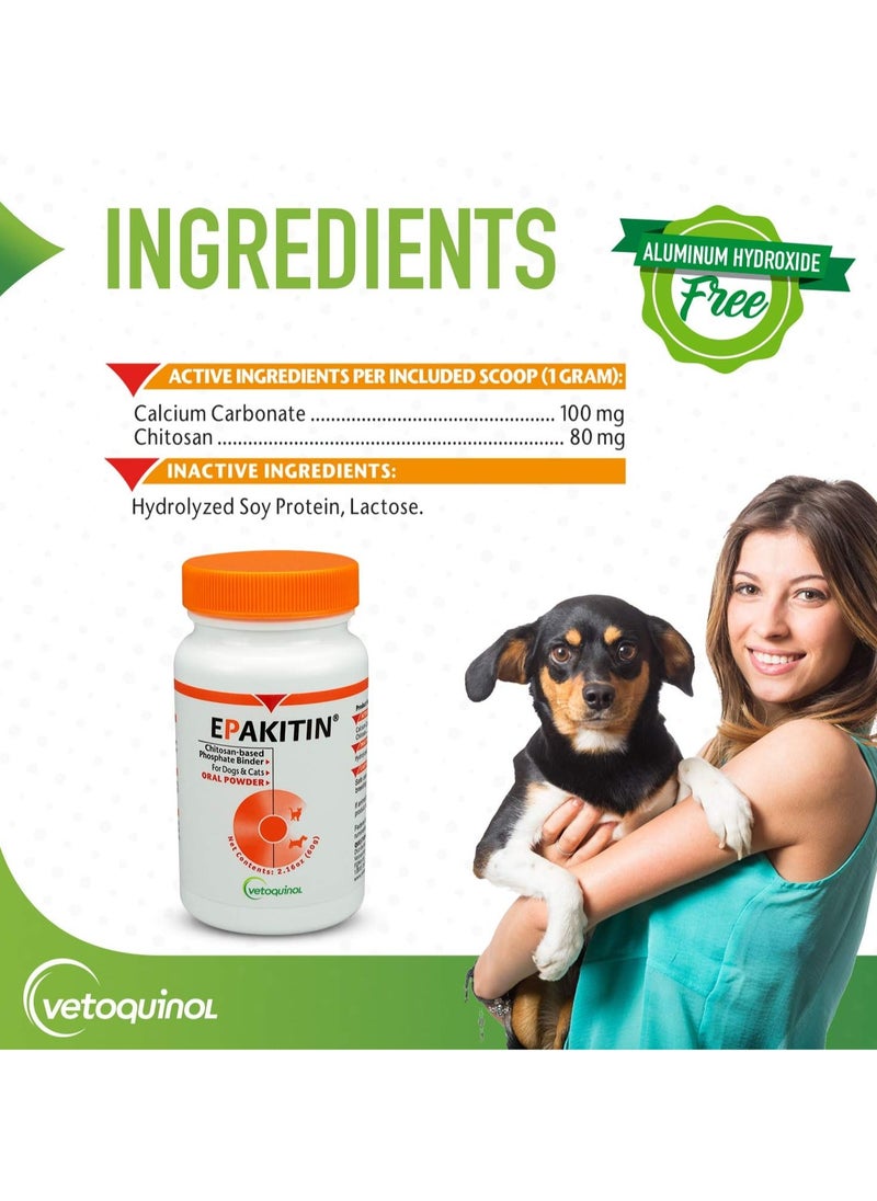 Vetoquinol - Epakitin Phosphate Binder for Dogs and Cats – Renal Support Supplement Powder, 60g - Image 1