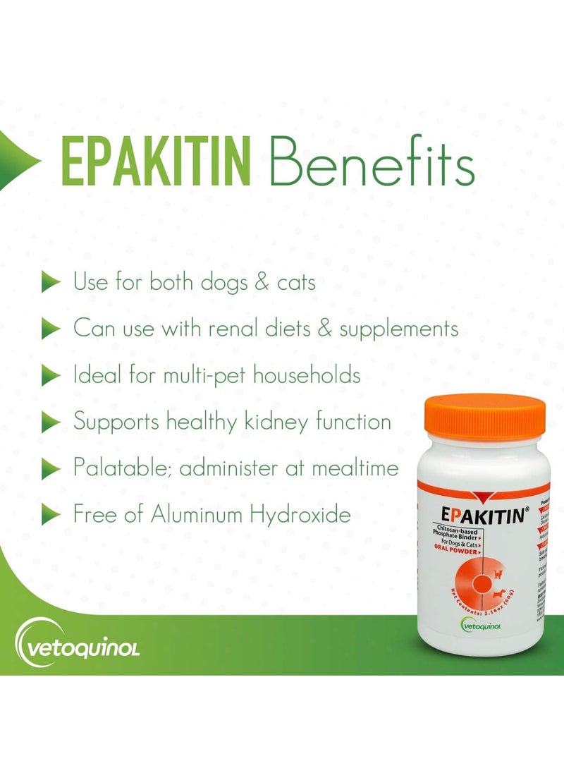 Vetoquinol - Epakitin Phosphate Binder for Dogs and Cats – Renal Support Supplement Powder, 60g - Image 1