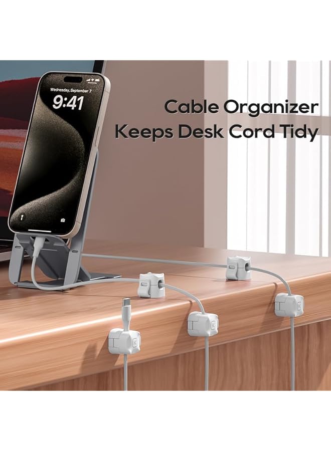 Green Tiger 12 Pack Cable Tidy Clips, Self Adhesive USB Cable Tidy - Holder Clip for Tidy Charging - Wall Mounted Cable Organiser, For Phone Charging Cable, Kitchen Appliances, Office Supplies (White,Black) - Image 3