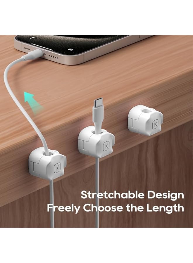 Green Tiger 12 Pack Cable Tidy Clips, Self Adhesive USB Cable Tidy - Holder Clip for Tidy Charging - Wall Mounted Cable Organiser, For Phone Charging Cable, Kitchen Appliances, Office Supplies (White,Black) - Image 4