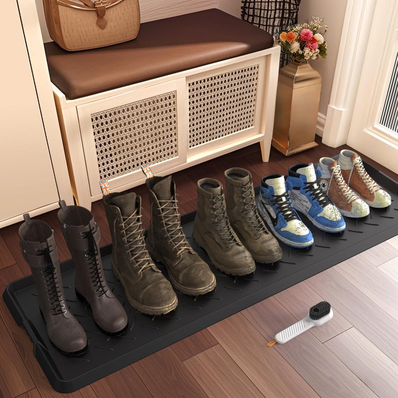UltraLegend Extra Large Heavy Duty Boot Natural Rubber Shoe Mat for Entryway with Shoes Brush Large Boot Mat Multi-Purpose for Indoor or Outdoor, 16.1x 47.6 Inches - Image 1