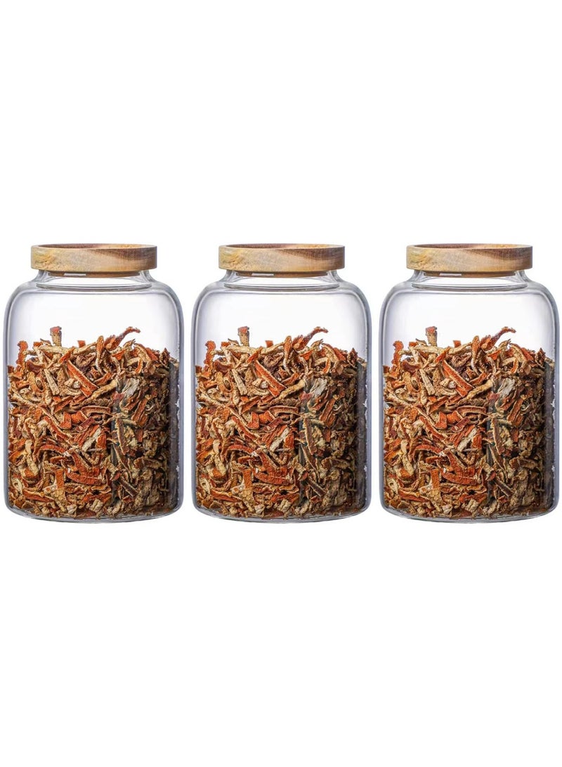 AUTOYSUR برطمان زجاجي كبير مع غطاء محكم مجموعة من 3 حاويات زجاجية، حاويات تخزين للغذاء، الفاصوليا، الحلوى، التوابل (3 قطع، 2000 مل) - Image 1