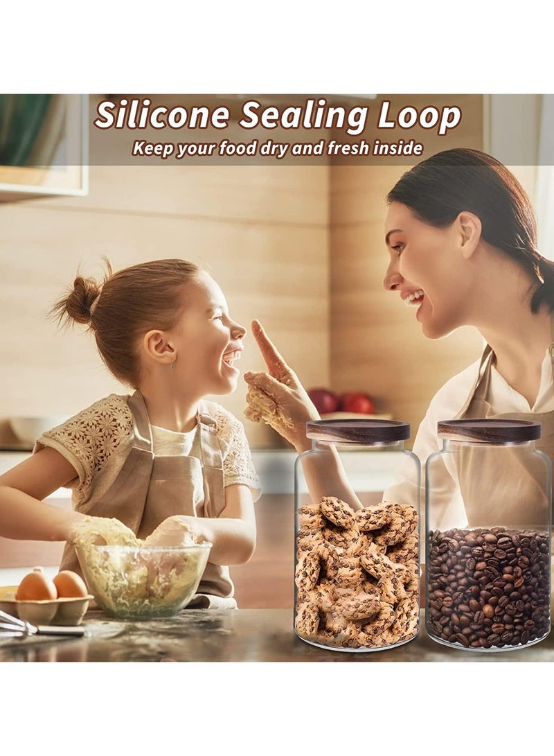 AUTOYSUR برطمان زجاجي كبير مع غطاء محكم مجموعة من 3 حاويات زجاجية، حاويات تخزين للغذاء، الفاصوليا، الحلوى، التوابل (3 قطع، 2000 مل) - Image 5