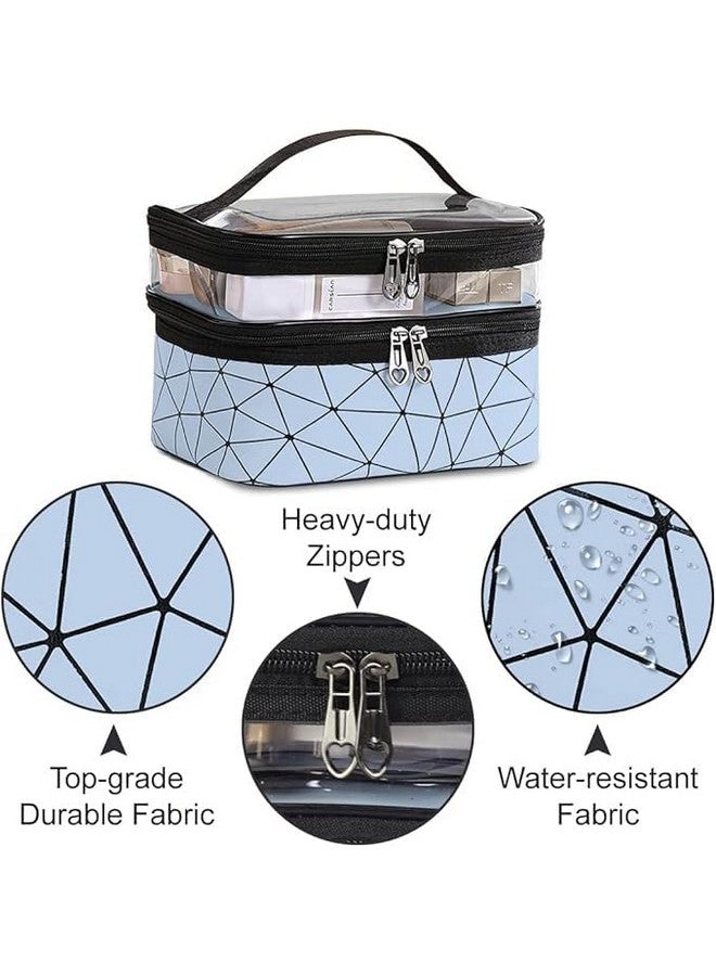 Black Sparrow Transparent Makeup Bags Double Layer Travel Cosmetic Cases Make up Organizer Toiletry Bag with 2 Zipper for Women & Girl - Image 3