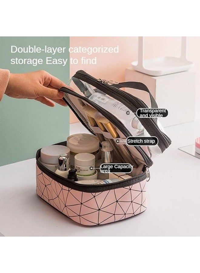 Black Sparrow Transparent Makeup Bags Double Layer Travel Cosmetic Cases Make up Organizer Toiletry Bag with 2 Zipper for Women & Girl - Image 5