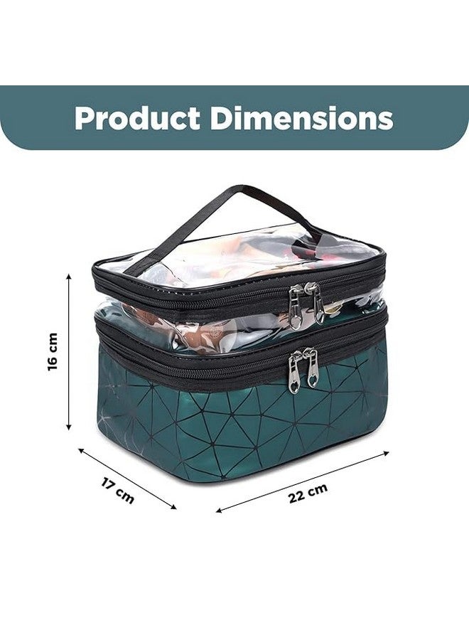 Black Sparrow Transparent Makeup Bags Double Layer Travel Cosmetic Cases Make up Organizer Toiletry Bag with 2 Zipper for Women & Girl - Image 2