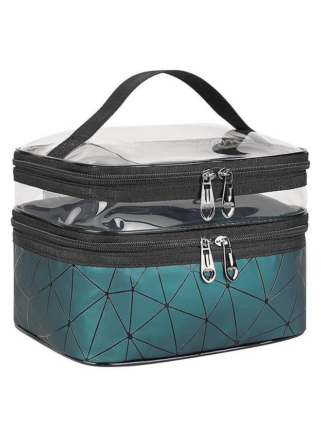 Black Sparrow Transparent Makeup Bags Double Layer Travel Cosmetic Cases Make up Organizer Toiletry Bag with 2 Zipper for Women & Girl - Image 1
