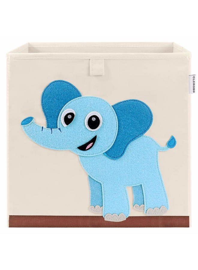 CLCROBD Foldable Animal Cube Storage Bins Fabric Toy Box/Chest/Organizer for Kids Nursery, 13 inch (Elephant) - Image 1
