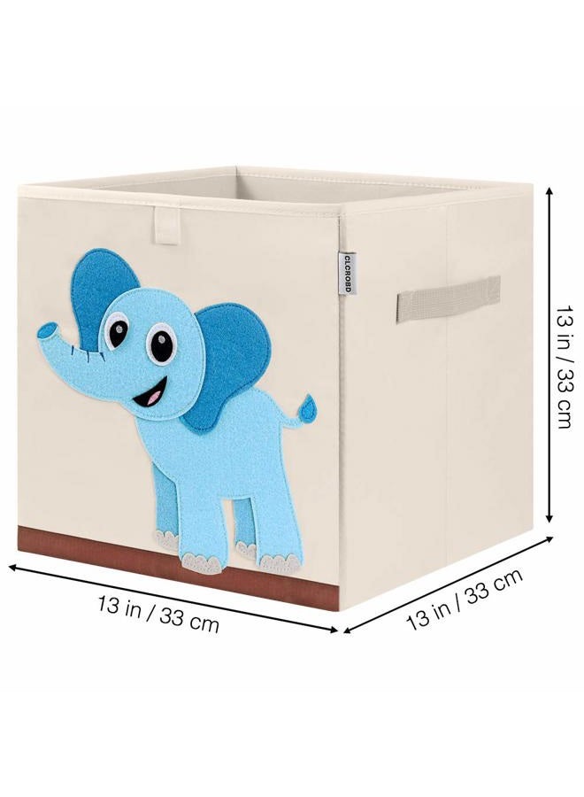 CLCROBD Foldable Animal Cube Storage Bins Fabric Toy Box/Chest/Organizer for Kids Nursery, 13 inch (Elephant) - Image 2