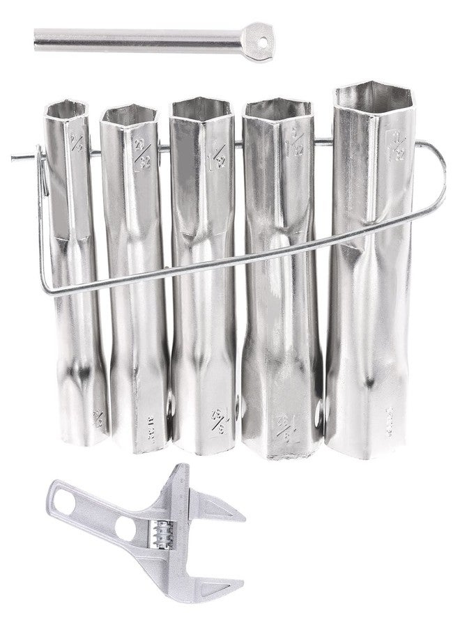 Tanstic 7Pcs Shower Valve Socket Wrench Set, 5 Sizes Dual-Ended Wrench Socket Plumbers, Bar Handle, 6-68mm Aluminum Alloy Short Handle Spanner for Bathroom - Image 1