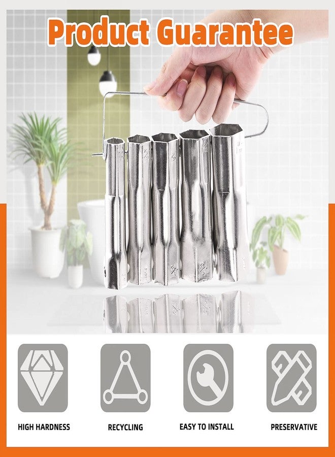 Tanstic 7Pcs Shower Valve Socket Wrench Set, 5 Sizes Dual-Ended Wrench Socket Plumbers, Bar Handle, 6-68mm Aluminum Alloy Short Handle Spanner for Bathroom - Image 3