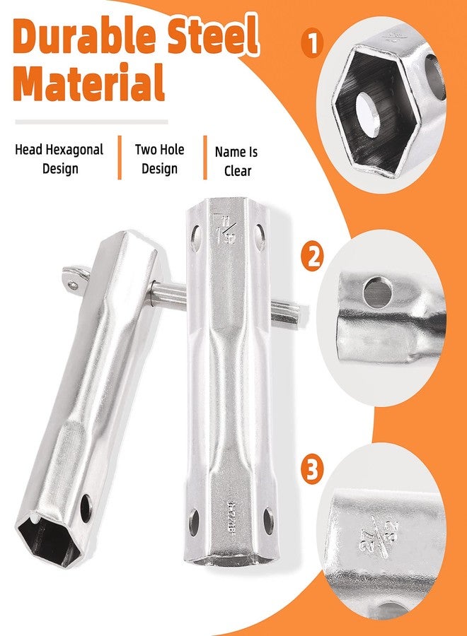 Tanstic 7Pcs Shower Valve Socket Wrench Set, 5 Sizes Dual-Ended Wrench Socket Plumbers, Bar Handle, 6-68mm Aluminum Alloy Short Handle Spanner for Bathroom - Image 4