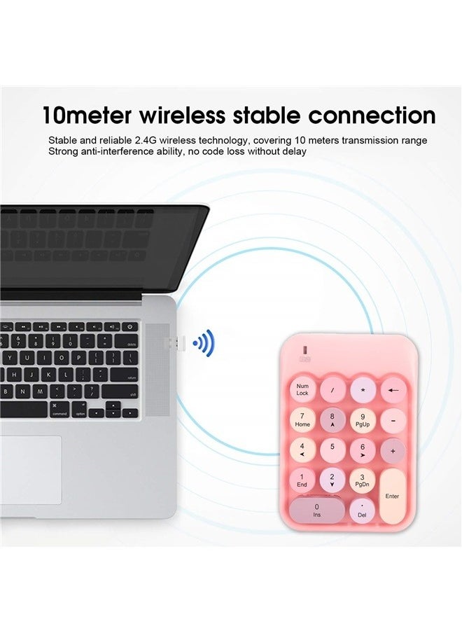 Generic - Wireless Numeric Keypad, Mini Digital Numpad 18 Keys Ergonomic Number Pad Keyboard with 2.4G USB Receiver (Pink) - Image 1