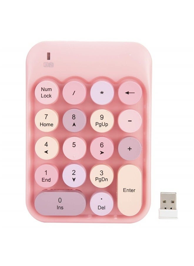 Generic - Wireless Numeric Keypad, Mini Digital Numpad 18 Keys Ergonomic Number Pad Keyboard with 2.4G USB Receiver (Pink) - Image 1
