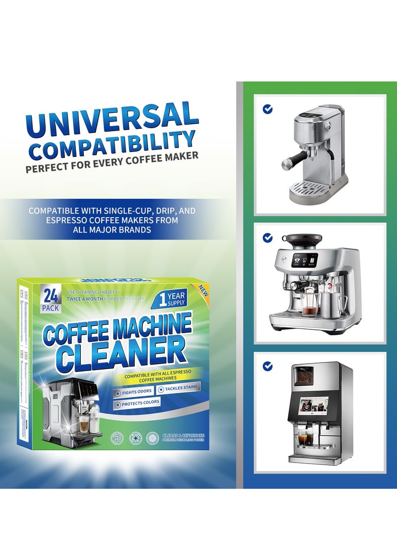 أقراص إزالة الترسبات لآلة القهوة - 24 قطعة، أقراص تنظيف ماكينة القهوة متوافقة مع جميع العلامات التجارية الكبرى بما في ذلك بريفل، نسبرسو، كوريغ، نينجا، فيليبس، ميلي، ديلونغي والمزيد - Image 3