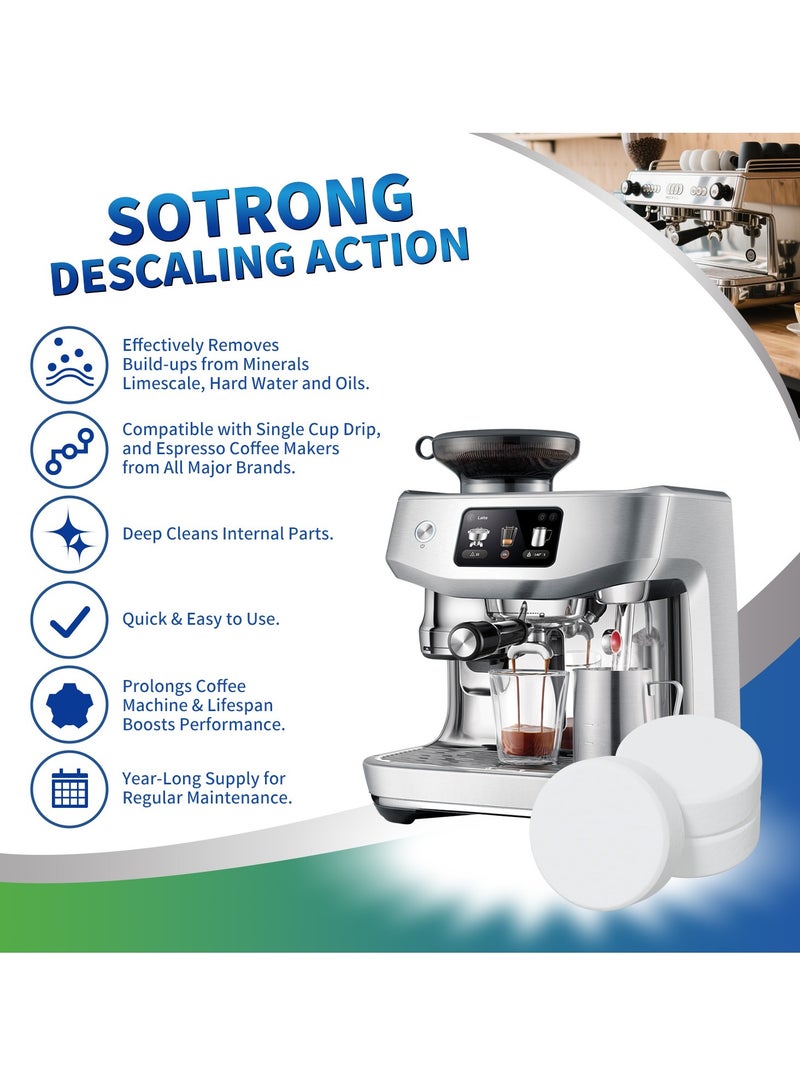 أقراص إزالة الترسبات لآلة القهوة - 24 قطعة، أقراص تنظيف ماكينة القهوة متوافقة مع جميع العلامات التجارية الكبرى بما في ذلك بريفل، نسبرسو، كوريغ، نينجا، فيليبس، ميلي، ديلونغي والمزيد - Image 2