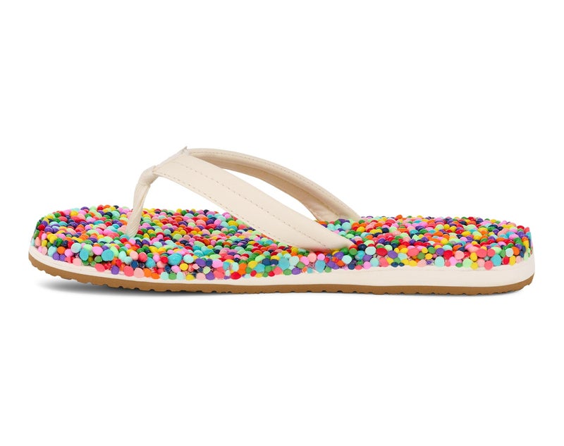Sanuk Womens Bubblecush | Flip Flops for Women | Yoga Sandals For Women | Women's Beach Sandals | Comfort Footbed, Rainbow Confetti, 9 - Image 2