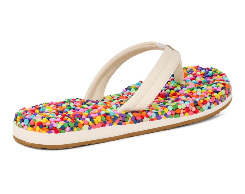Sanuk Womens Bubblecush | Flip Flops for Women | Yoga Sandals For Women | Women's Beach Sandals | Comfort Footbed, Rainbow Confetti, 9 - Image 5