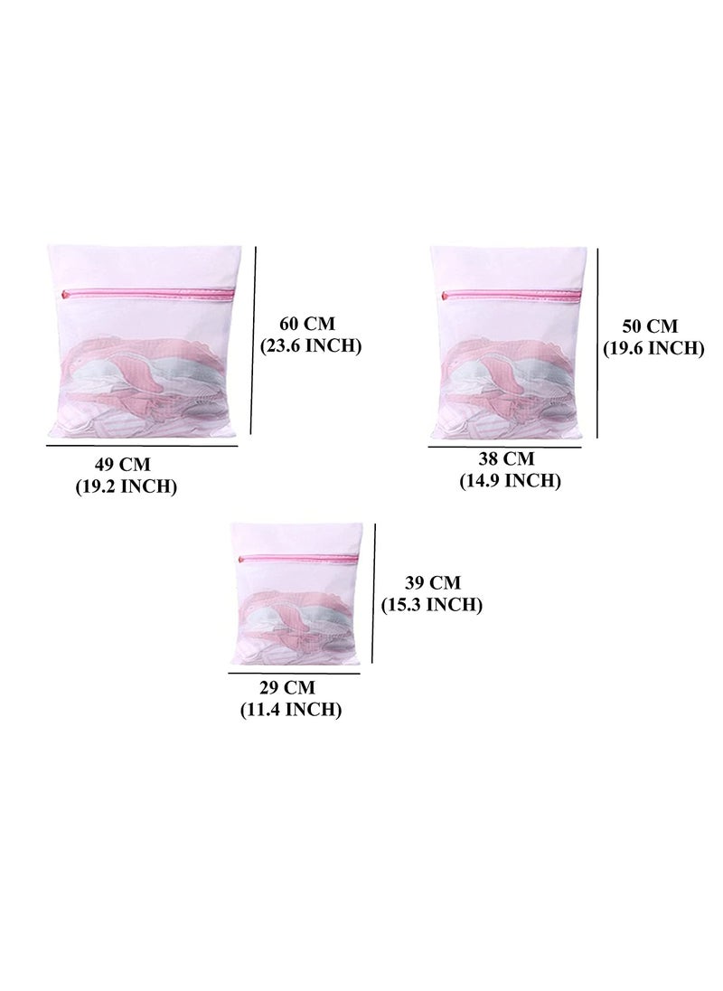 MARMIX MARMIX 3 Pcs S1M1L1 Mesh Laundry Washing Bags With Premium Rust Free Zipper Storage Bag Store Dirty Clothes Washing Bags Blouse Bra Hosiery Lingerie Stocking Jeans polyester  - Image 2