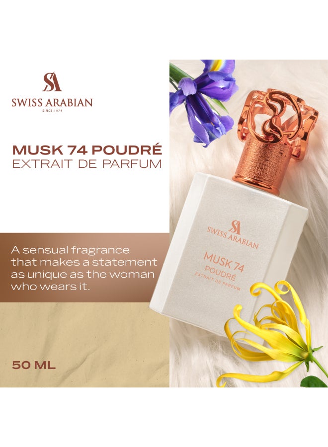 SWISS ARABIAN Musk 74 Poudre Extrait de Parfum, 50ml, Premium Quality Perfume, Unisex Fragrance, Musky, Floral, Powdery Scent with Aldehydic Notes, Luxurious Blend Perfume for Women and Men - Image 2