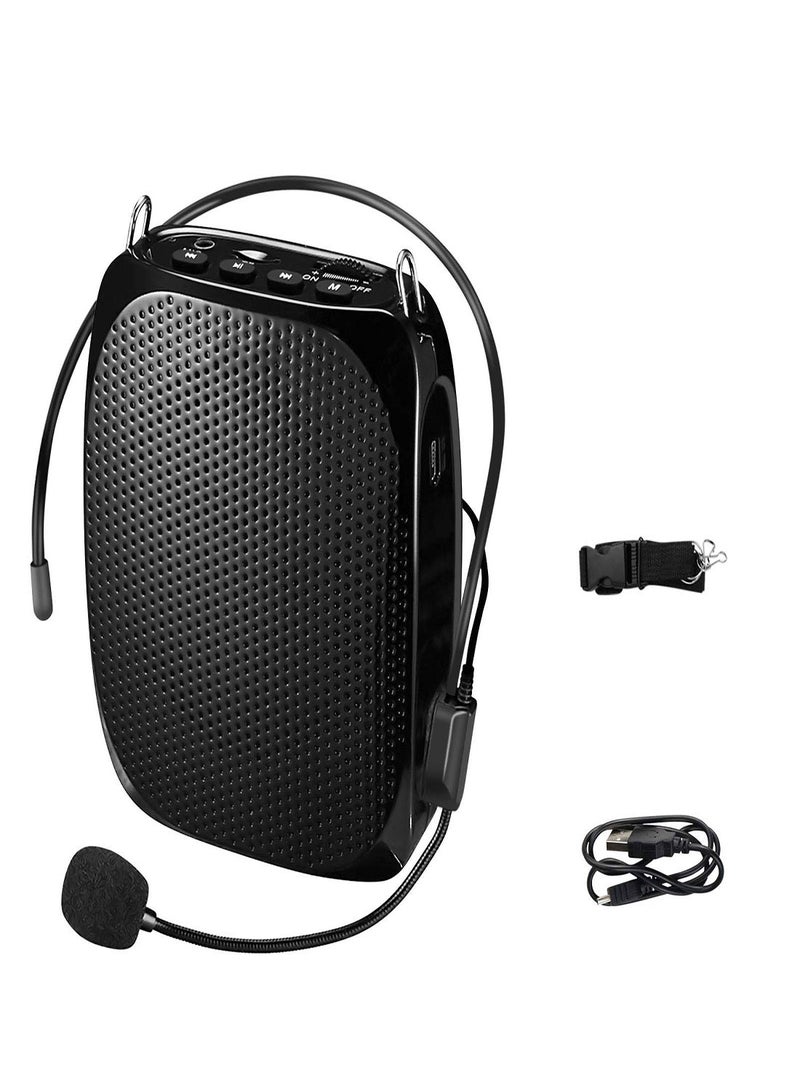 Wireless Voice Amplifier, Portable Mini Voice Amplifier with Wired Microphone Headset Waistband, Supports MP3 Format Audio for Teachers, Singing, Coaches, Training, Presentation, Tour Guide - Image 1