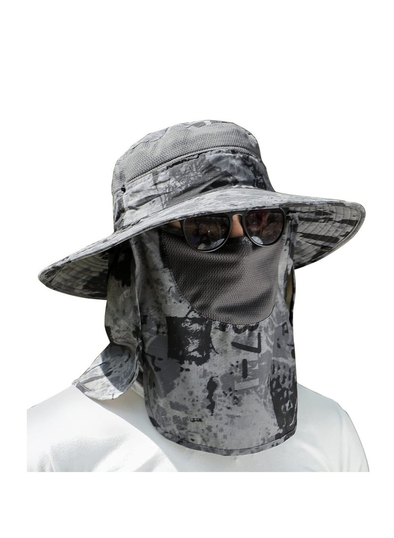 Generic UPF 50+ Sun Fishing Hat for Men Women Wide Brim Hat with Detachable Face Cover  Neck Flap - Image 1