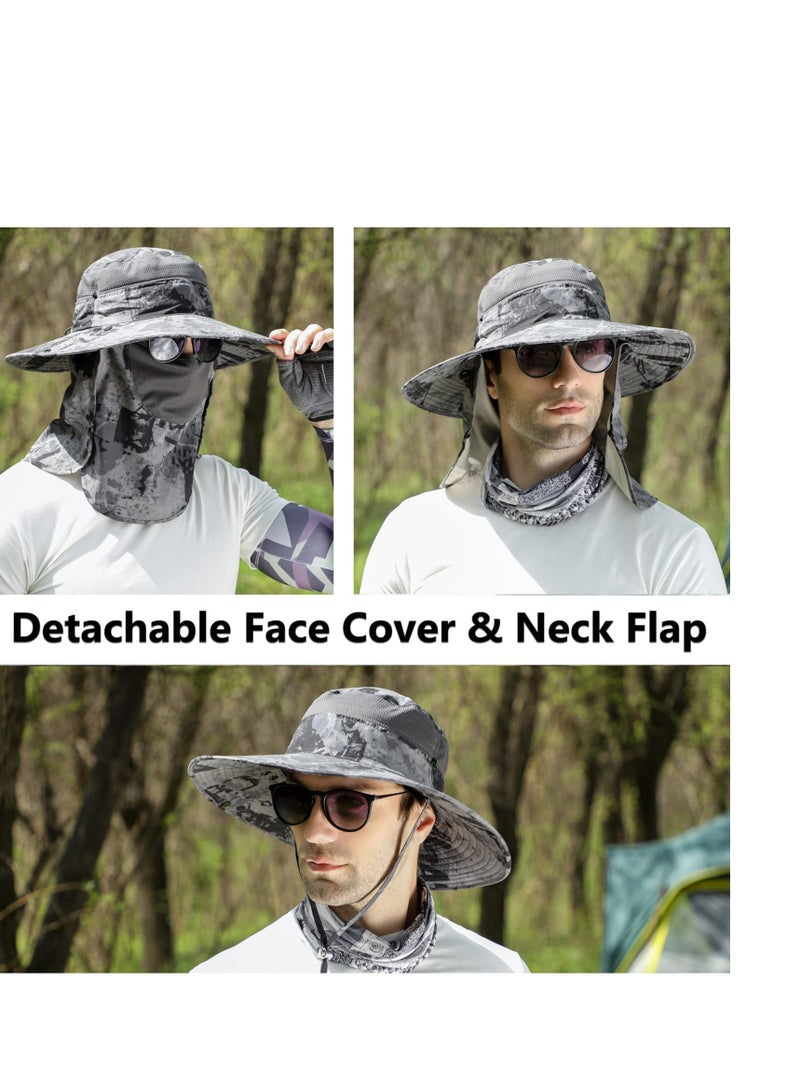 Generic UPF 50+ Sun Fishing Hat for Men Women Wide Brim Hat with Detachable Face Cover  Neck Flap - Image 2