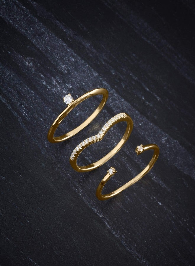 Milla Chevron Rings for Women - 14K Gold Plated Rings and 925 Sterling Silver - Wishbone 'V' Ring with Cubic Zirconia (14K Gold Plated over 925 Sterling Silver, Size 8) - Image 4