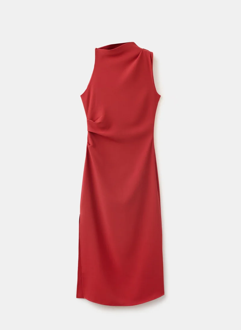 Mango 70-ROJO Draped Dress With Side-Slit for Women | Best Price UAE