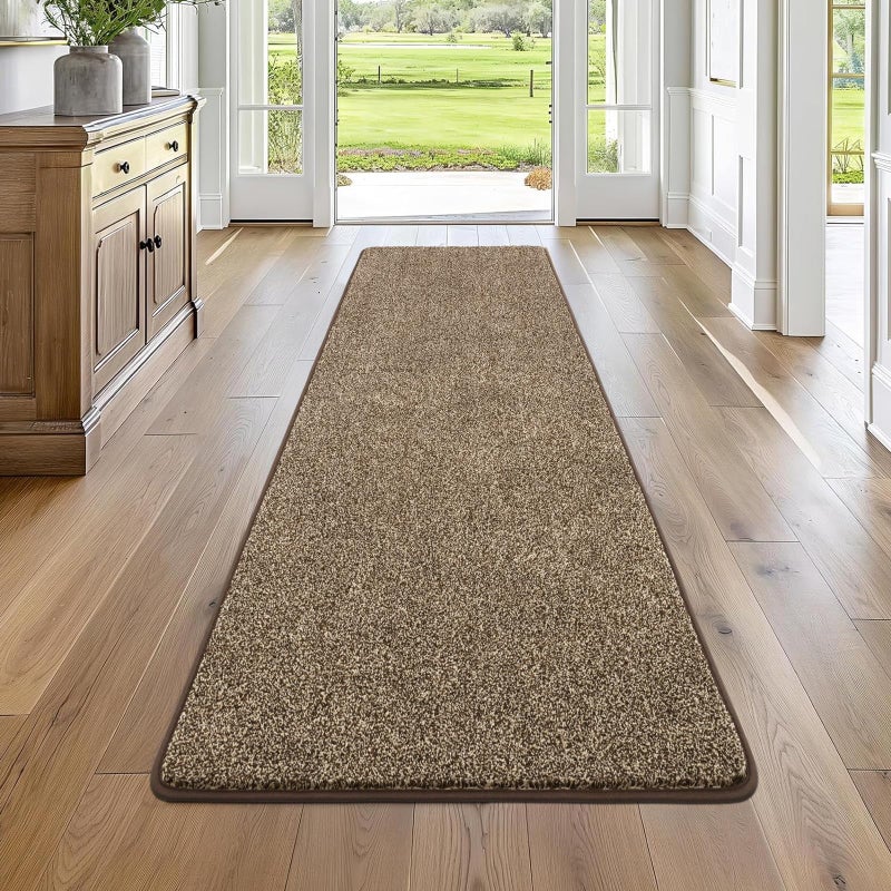 Pauwer Hallway Runner Rugs 60 x 180 cm Non Slip Machine Washable Long Kitchen Carpet Runners Super Absorbent Floor Door Mat for Bedroom Entrance Laundry RoomBrown