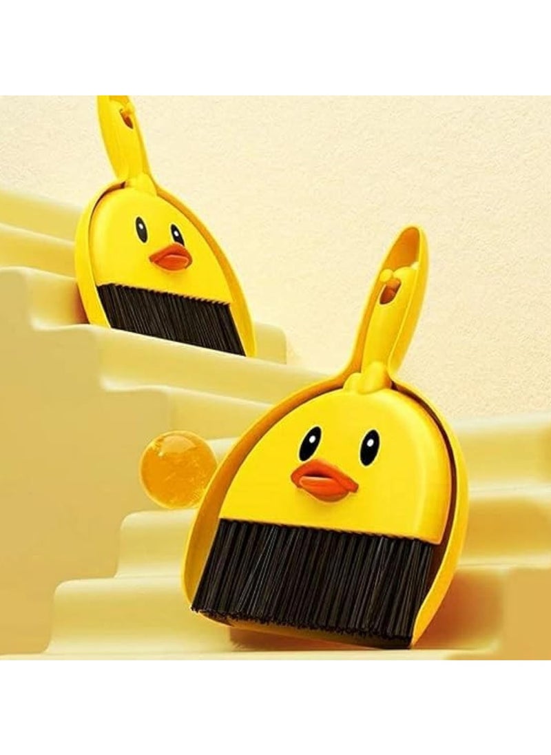 Generic Mini Multifunctional Broom And Shovel, Little Yellow Duck Cartoon Mini dustpan broom children's broom combination hair broom ash table top broom.  - Image 1