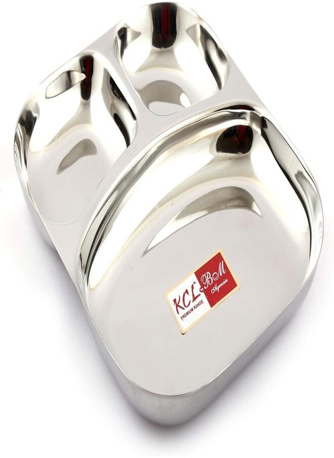 KCL KCL Stainless Steel (20 Guage) Mirror Finish Dynasty Plate - 1 Unit - (Diameter - 22 Cms)  - Image 1