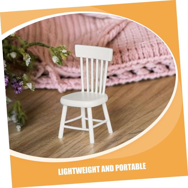 كرسي طعام خشبي مصغر لمنزل الدمى DIY ملحقات أثاث صغير - Image 4