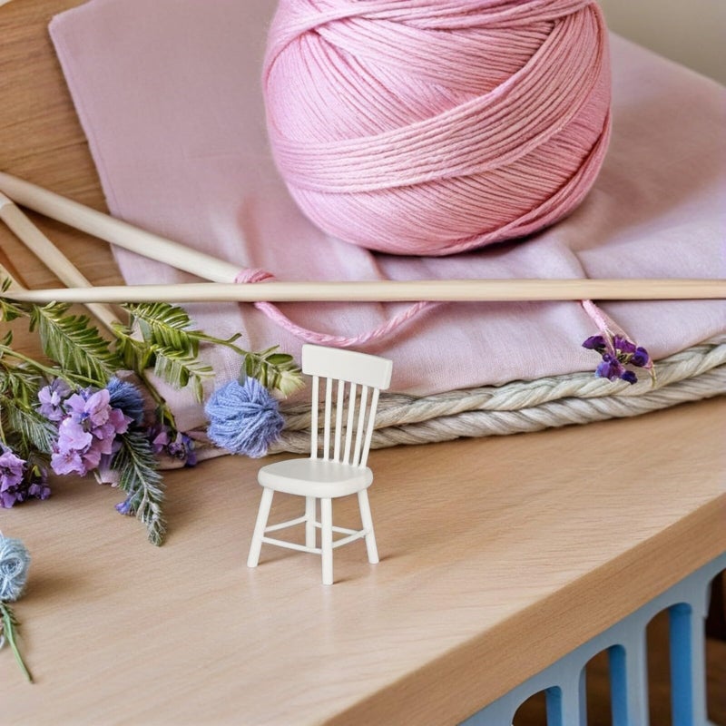 كرسي طعام خشبي مصغر لمنزل الدمى DIY ملحقات أثاث صغير - Image 5