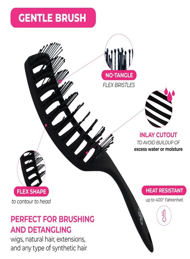 Milano Collection Wig Styling Kit, Hot Air Brush, Gentle Brush, and Teasing Comb, Ideal for Wigs and Natural Hair, includes a Scalp Illusion Duo, a Deluxe Lace Wig Concealer - Image 3