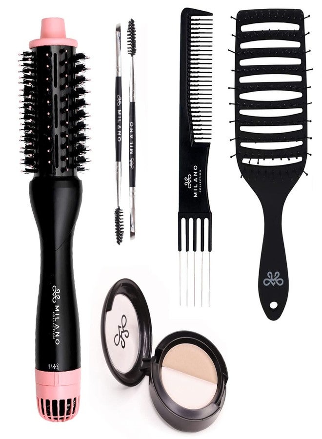 Milano Collection Wig Styling Kit, Hot Air Brush, Gentle Brush, and Teasing Comb, Ideal for Wigs and Natural Hair, includes a Scalp Illusion Duo, a Deluxe Lace Wig Concealer - Image 1