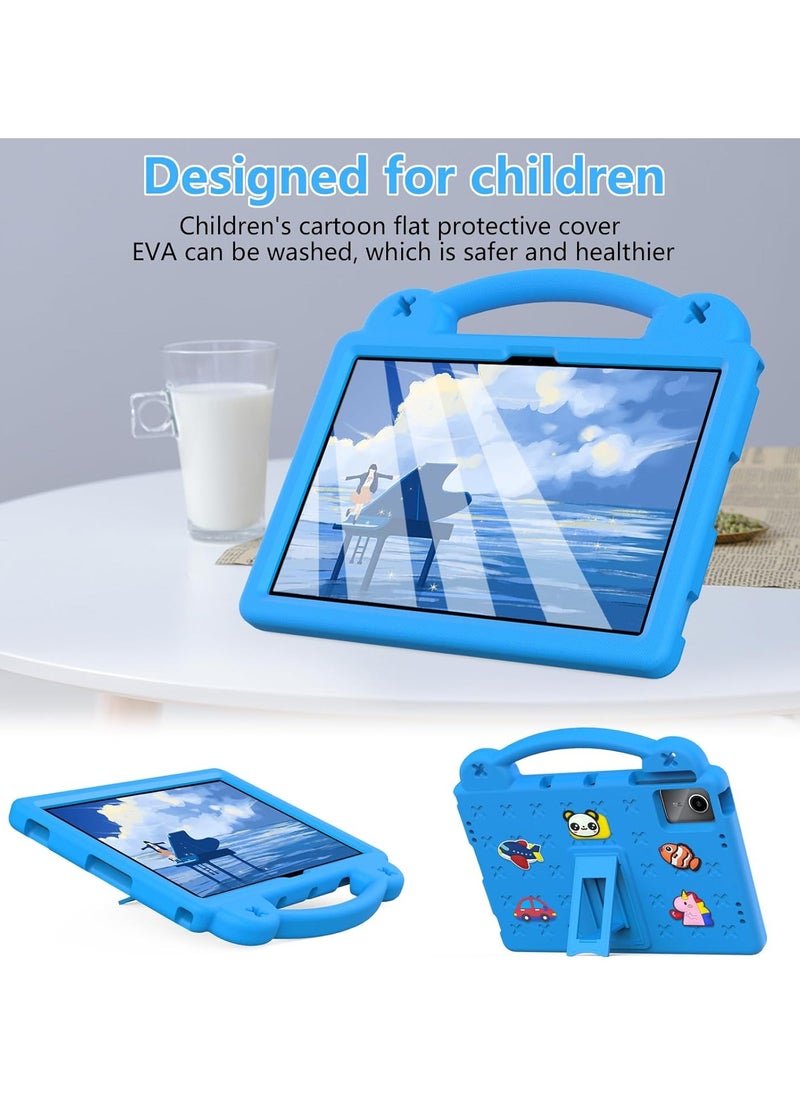 VKL - Kids Case Compatible with Lenovo Tab M11 11 Inch Tablet, EVA Cartoon Shockproof Cover with Shoulder Strap Handle Stand (Sky Blue) - Image 1